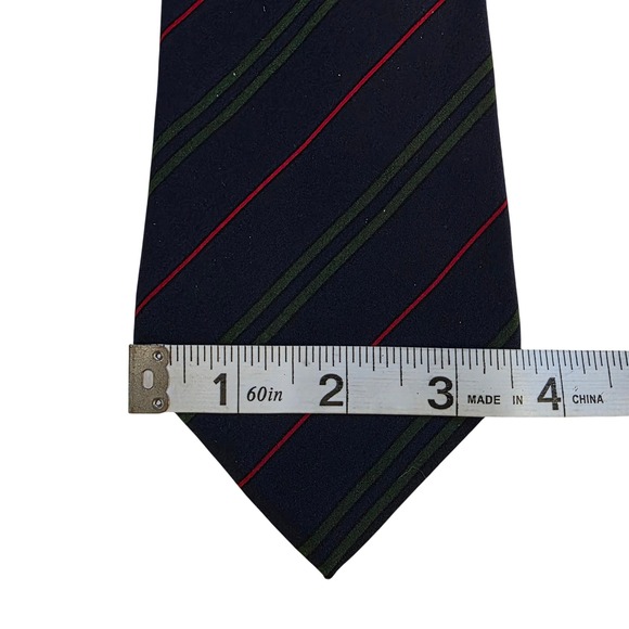 Sr David Indian Army Service Corps Tie Navy Red Green Stripe Silk Made in‎ Italy - Picture 4 of 5